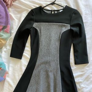 Black and grey mid length dress